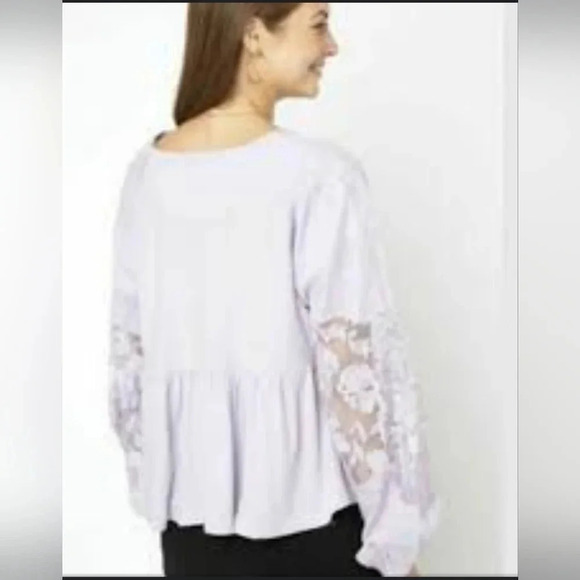 Free people Penny Tee Lilac Embroidered Blouse Small - Picture 3 of 11
